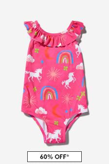 Hatley Kids & Baby Girls Pink Unicorns And Rainbows Ruffle Sleeve Swimsuit