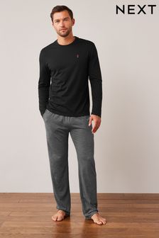 Black Long Jersey Pyjama Set (T65821) | £25