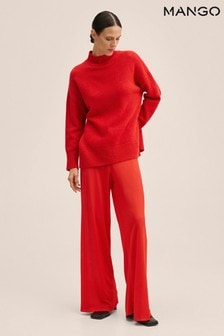 Mango Red Cut-Out Knitted Sweater