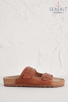 Seasalt Brown Slip-On Slider Leather Polpier Cove Sandals