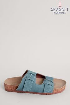 Seasalt Blue Slip-On Slider Leather Polpier Cove Sandals (T66644) | £55
