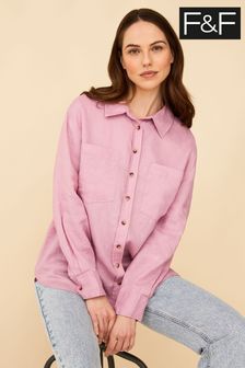 F&F Remi Pink Linen Long-Sleeved Shirt