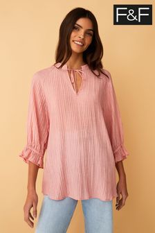F&F Pink Textured Frill Sleeve Blouse