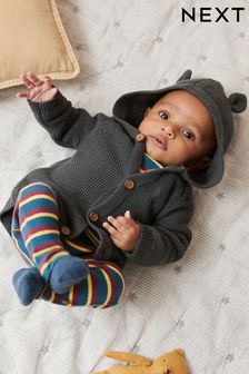 Charcoal Grey Knitted Baby Bear Cardigan (0mths-3yrs) (T66734) | £12 - £14
