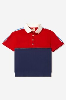 GUCCI Kids Boys Cotton Branded Polo Shirt in Red