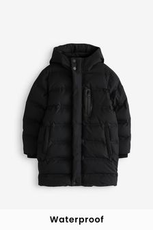 Black Waterproof Longline Padded Coat (3-17yrs) (T66824) | £56 - £71