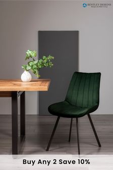 Bentley Designs Set of 2 Green Fontana Velvet Fabric Chairs