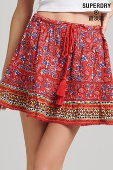 Superdry Red Vintage Embellished Mini Skirt