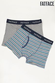 FatFace 2 Pack Conwy Stripe Blue Boxers