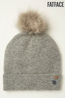 FatFace Bee Embroidered Grey Beanie