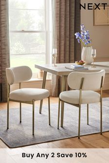 Set of 2 Soft Velvet Pebble Brushed Gold Leg Aleia Dining Chairs (T67481) | £260