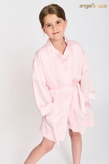 Angels Face Pink Satin Dressing Gown And Eye Mask