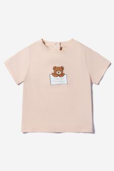Fendi Kids Baby Unisex Cotton Teddy Bear T-Shirt in Beige