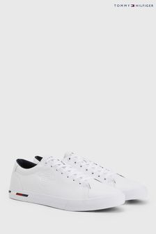 Tommy Hilfiger White Corporate Logo Leather Trainers