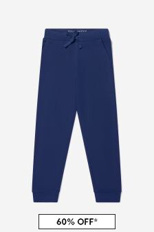 Guess Boys Cotton Branded Joggers in Blue