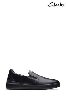 Clarks Black Leather CourtLite Slip Shoes