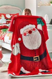 Multi Santa & Friends Musical & Light Up Fleece Throw (T69016) | £30
