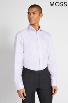 Moss Bros Lilac Tailored Fit Non-Iron Shirt