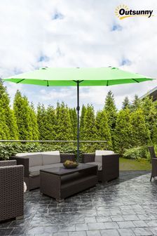 Outsunny 4.6m Green Double-sided Parasol with Base