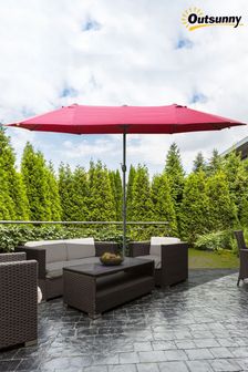 Outsunny 4.6m Red Double-sided Parasol with Base