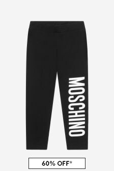 Moschino Kids Girls Cotton Logo Print Leggings in Black