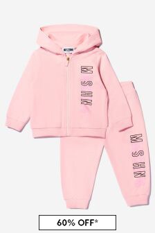 Moschino Kids Baby Girls Cotton Logo Tracksuit in Pink
