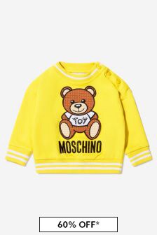 Moschino Kids Baby Unisex Cotton Teddy Toy Logo Sweatshirt in Yellow