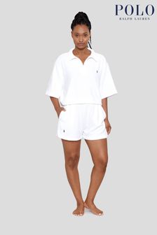 Polo Ralph Lauren Terry White Shirt And Shorts Beach Set