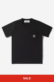 Stone Island Junior Boys Cotton Jersey Logo T-Shirt in Black