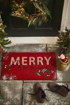 Red Merry Christmas Doormat (T70253) | £16