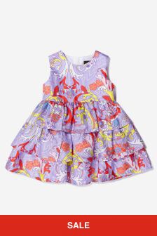 Versace Baby Girls Silk Baroccofest Print Dress in Pink