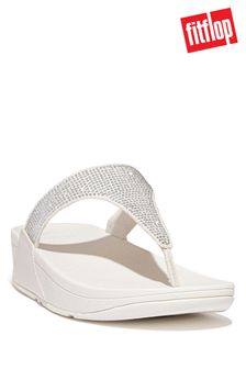 FitFlop Cream Lulu Crystal Toe-Post Sandals (T70377) | £75