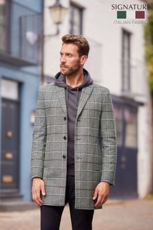 Grey Check Italian Wool Signature Epsom Coat (T70383) | £130