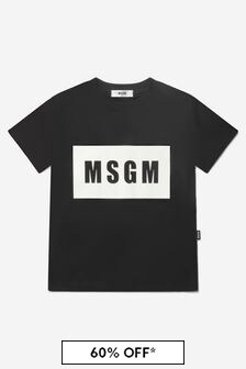 MSGM Unisex Cotton Jersey Logo Print T-Shirt in Black