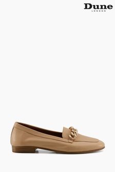 Dune London Brown Goldsmith Chain Trim Loafers
