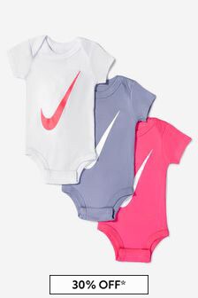 Nike Baby Girls Cotton Logo Bodysuit in Pink