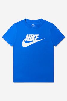 Nike Boys Cotton Jersey Logo T-Shirt in Blue