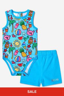 Guess Baby Girls Bodysuit And Shorts Set in Blue