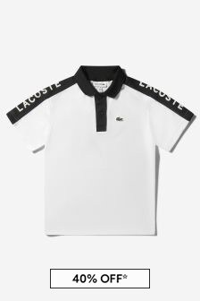 Lacoste Kids Boys Cotton Short Sleeve Logo Polo Shirt in White