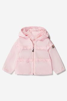 Moncler Enfant Baby Girls Ruffle Trim Hooded Hiti Jacket in Pink