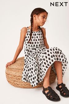 Black/White Spot Tiered Strappy Dress (3-16yrs) (T72951) | £16 - £21