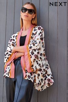 Pink/Cream Animal print Kimono Cover-Up (T72970) | £30