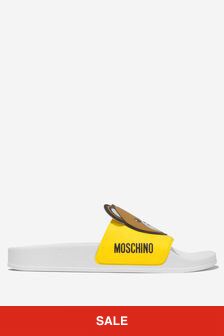 Moschino Kids Unisex PVC Teddy Bear Logo Sliders in Yellow
