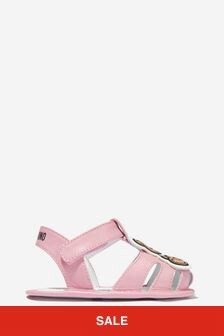 Moschino Kids Baby Girls Leather Teddy Bear Sandals in Pink