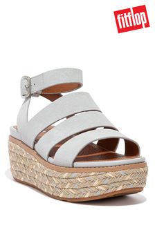 FitFlop Eloise Grey Espadrille Suede Ankle Strap Wedge Sandals