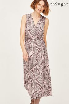 Thought Purple Ivy Palms Tencel™ Jersey Wrap Maxi Dress