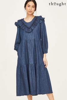 Thought Blue Melanie Organic Cotton Chambray Midi Dress