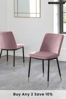 Julian Bowen Set of 2 Dusky Pink Delaunay Dining Chairs