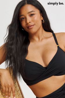 Simply Be Black Magisculpt Twist Front Wired Bikini Top (T74255) | £25