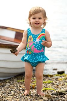 Frugi Blue Mermaid UPF 50+ Recycled Coral Swimsuit